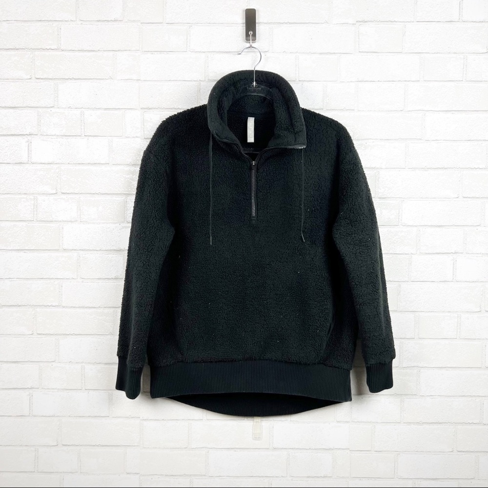 Athleta Talus Sherpa Black 1/2 Zip Long Sleeve Size Small
